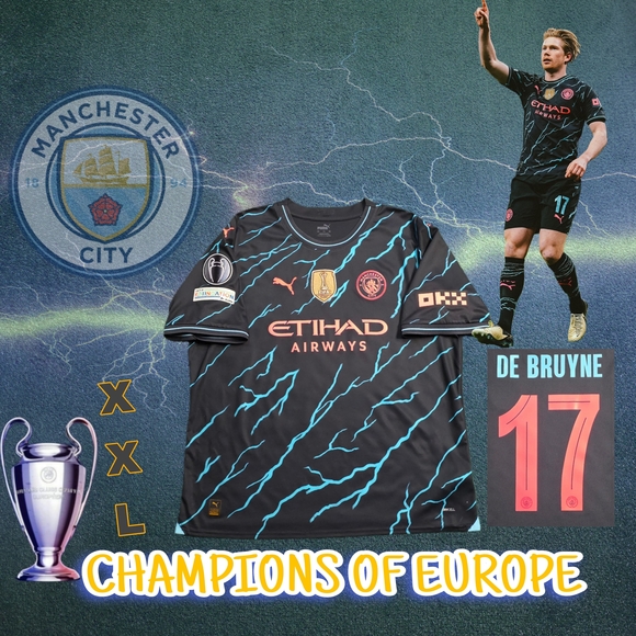 Puma Manchester City Kevin De Bruyne #17 2023/2024 Third Jersey UCL Patches XXL